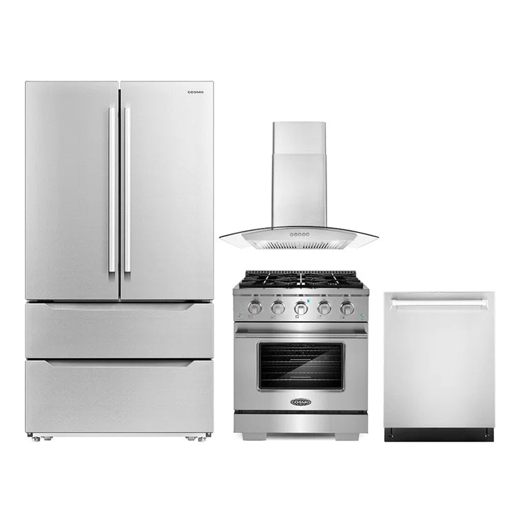 Cosmo 4 Piece, 30″ Gas Range 30″ Range Hood 24″ Dishwasher & Refrigerator - COS-4PKG-192