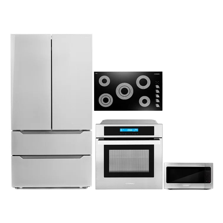 Cosmo 4 Piece, 36″ Electric Cooktop 24″Wall Oven 24.4″ Microwave & Refrigerator - COS-4PKG-145