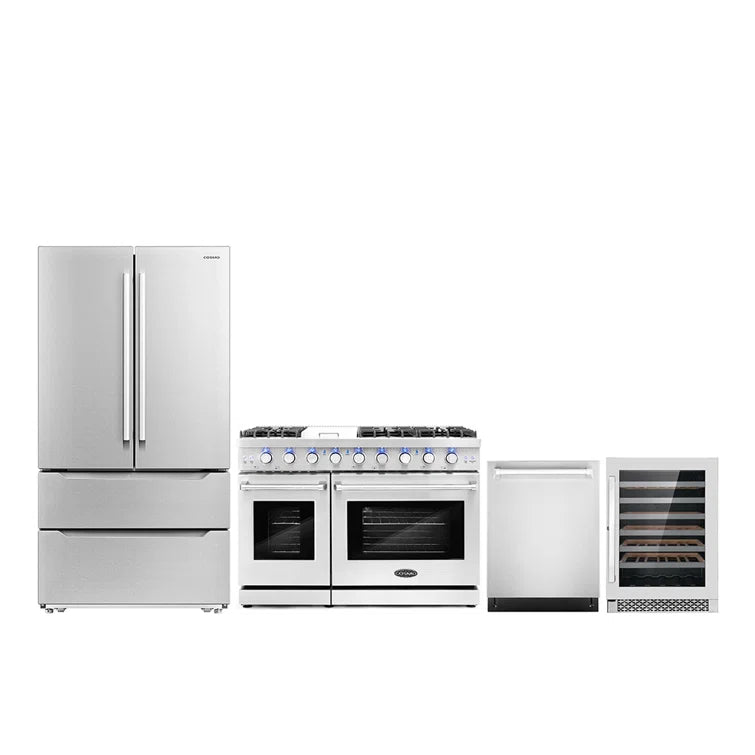 Cosmo 4 Piece, 48″ Gas Range 24″ Dishwasher & Refrigerator & Wine Refrigerator - COS-4PKG-249