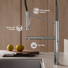 Swiss Madison Novuet Single Handle, Pull-Down Kitchen Faucet with Pot Filler SM-KF74