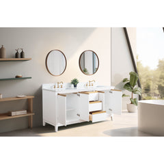 Vanity Art 72-Inch Bathroom Vanity: Double Sink, Ceramic Top, Soft-Closing Doors & Drawers, Solid Wood Frame - CVH72D