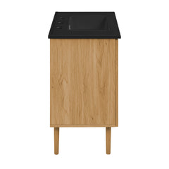 Swiss Madison Bron 36" Freestanding Bathroom Vanity in Golden Oak with Black 3-Hole Widespread Sink Top - SM-BV374-3MB