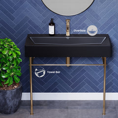 Swiss Madison Claire 40" Console Sink Matte Black Basin w/ Legs - SM-CS7 - The Home Selection