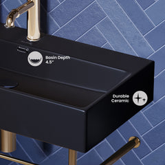 Swiss Madison Claire 30" Console Sink Matte Black Basin w/ Legs - SM-CS7