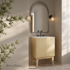 Swiss Madison Bosse 24" Freestanding Bathroom Vanity in Natural Oak with 3-Hole Centerset Sink Top - SM-BV8801NO-3