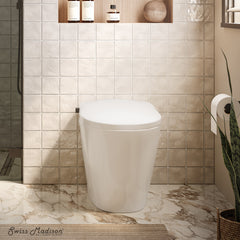Swiss Madison Hugo U Power Flush Tankless Toilet 10" Rough-in 1 GPF Non-Electric ADA Toilet with Integrated Tank and Manual Bidet in Glossy White - SM-1T3904GW