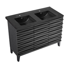 Swiss Madison Cascade 48, Double Basin Bathroom Vanity With Black Ceramic Sink Top - SM-BV557