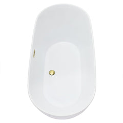 Altair Tazlar 63" x 28" Flatbottom Freestanding Acrylic Soaking Bathtub in Glossy White with Drain and Overflow - 52563-BAT-WH