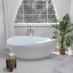 Altair Vespa 63" x 39" Solid Surface Soaking Bathtub with Integrated Overflow - 53263-BAT