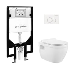 Swiss Madison Ivy Wall-Hung Toilet Bundle 0.8/1.6 GPF Dual Flush with White Flush Plate - SM-WT0901