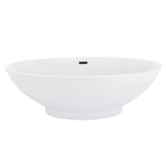 Altair Elbow 67" x 32" Flatbottom Freestanding Acrylic Soaking Bathtub in Glossy White with Drain and Overflow