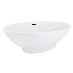 Altair Elbow 67" x 32" Flatbottom Freestanding Acrylic Soaking Bathtub in Glossy White with Drain and Overflow