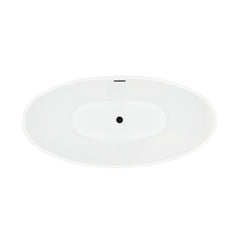 Altair Elbow 67" x 32" Flatbottom Freestanding Acrylic Soaking Bathtub in Glossy White with Drain and Overflow