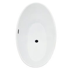 Altair Elbow 67" x 32" Flatbottom Freestanding Acrylic Soaking Bathtub in Glossy White with Drain and Overflow