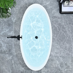 Altair Elbow 67" x 32" Flatbottom Freestanding Acrylic Soaking Bathtub in Glossy White with Drain and Overflow