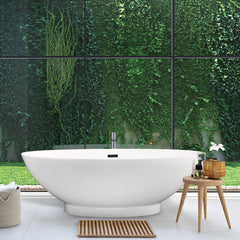 Altair Elbow 67" x 32" Flatbottom Freestanding Acrylic Soaking Bathtub in Glossy White with Drain and Overflow