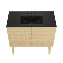 Swiss Madison Bosse 36" Freestanding Bathroom Vanity with Black 3-Hole Widespread Sink Top - SM-BV8802