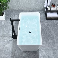 Altair Regina 51" x 28" Flatbottom Freestanding Acrylic Soaking Bathtub in Glossy White with Drain and Overflow