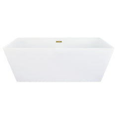 Altair Terrak 59" x 28" Flatbottom Freestanding Acrylic Soaking Bathtub in Glossy White with Drain and Overflow