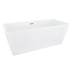 Altair Terrak 59" x 28" Flatbottom Freestanding Acrylic Soaking Bathtub in Glossy White with Drain and Overflow