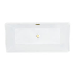 Altair Terrak 59" x 28" Flatbottom Freestanding Acrylic Soaking Bathtub in Glossy White with Drain and Overflow