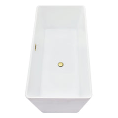 Altair Terrak 59" x 28" Flatbottom Freestanding Acrylic Soaking Bathtub in Glossy White with Drain and Overflow