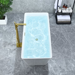 Altair Terrak 59" x 28" Flatbottom Freestanding Acrylic Soaking Bathtub in Glossy White with Drain and Overflow