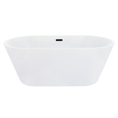 Altair Kaprun 59" x 30" Flatbottom Freestanding Acrylic Soaking Bathtub in Glossy White with Drain and Overflow