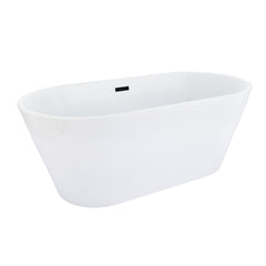Altair Kaprun 59" x 30" Flatbottom Freestanding Acrylic Soaking Bathtub in Glossy White with Drain and Overflow