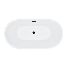 Altair Kaprun 59" x 30" Flatbottom Freestanding Acrylic Soaking Bathtub in Glossy White with Drain and Overflow