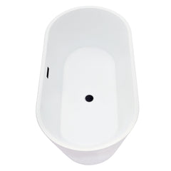 Altair Kaprun 59" x 30" Flatbottom Freestanding Acrylic Soaking Bathtub in Glossy White with Drain and Overflow