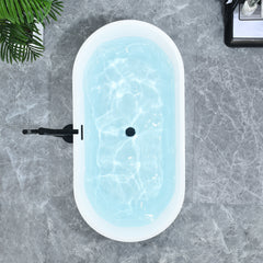 Altair Kaprun 59" x 30" Flatbottom Freestanding Acrylic Soaking Bathtub in Glossy White with Drain and Overflow