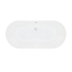 Altair Kaprun 63" x 30" Flatbottom Freestanding Acrylic Soaking Bathtub in Glossy Black with Drain and Overflow