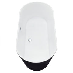 Altair Kaprun 63" x 30" Flatbottom Freestanding Acrylic Soaking Bathtub in Glossy Black with Drain and Overflow