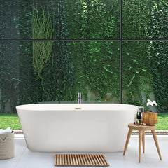 Altair Kaprun 67" x 32" Flatbottom Freestanding Acrylic Soaking Bathtub in Glossy White with Drain and Overflow