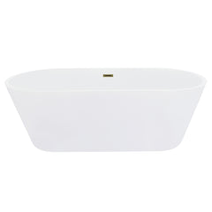 Altair Kaprun 67" x 32" Flatbottom Freestanding Acrylic Soaking Bathtub in Glossy White with Drain and Overflow