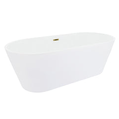 Altair Kaprun 67" x 32" Flatbottom Freestanding Acrylic Soaking Bathtub in Glossy White with Drain and Overflow