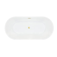Altair Kaprun 67" x 32" Flatbottom Freestanding Acrylic Soaking Bathtub in Glossy White with Drain and Overflow