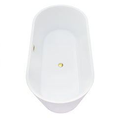 Altair Kaprun 67" x 32" Flatbottom Freestanding Acrylic Soaking Bathtub in Glossy White with Drain and Overflow