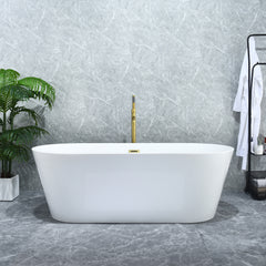 Altair Kaprun 67" x 32" Flatbottom Freestanding Acrylic Soaking Bathtub in Glossy White with Drain and Overflow