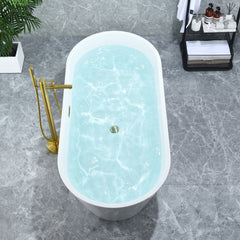 Altair Kaprun 67" x 32" Flatbottom Freestanding Acrylic Soaking Bathtub in Glossy White with Drain and Overflow
