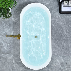 Altair Kaprun 67" x 32" Flatbottom Freestanding Acrylic Soaking Bathtub in Glossy White with Drain and Overflow