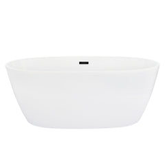 Altair Rauris 59" x 28" Flatbottom Freestanding Acrylic Soaking Bathtub in Glossy White with Drain and Overflow