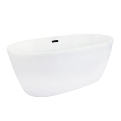 Altair Rauris 59" x 28" Flatbottom Freestanding Acrylic Soaking Bathtub in Glossy White with Drain and Overflow