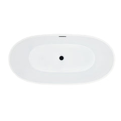 Altair Rauris 59" x 28" Flatbottom Freestanding Acrylic Soaking Bathtub in Glossy White with Drain and Overflow