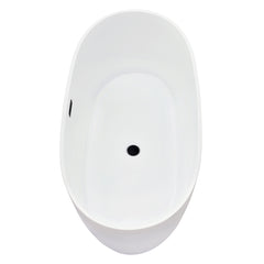 Altair Rauris 59" x 28" Flatbottom Freestanding Acrylic Soaking Bathtub in Glossy White with Drain and Overflow