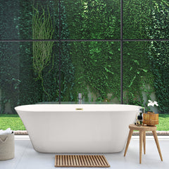Altair Blarn 65" x 29" Flatbottom Freestanding Acrylic Soaking Bathtub in Glossy White with Drain and Overflow