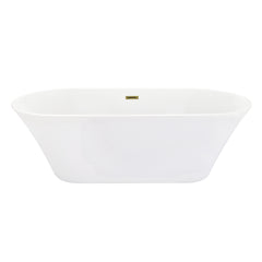 Altair Blarn 65" x 29" Flatbottom Freestanding Acrylic Soaking Bathtub in Glossy White with Drain and Overflow