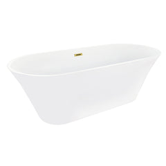 Altair Blarn 65" x 29" Flatbottom Freestanding Acrylic Soaking Bathtub in Glossy White with Drain and Overflow