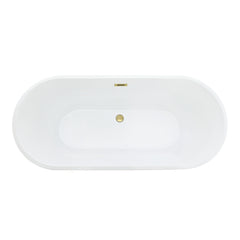 Altair Blarn 65" x 29" Flatbottom Freestanding Acrylic Soaking Bathtub in Glossy White with Drain and Overflow